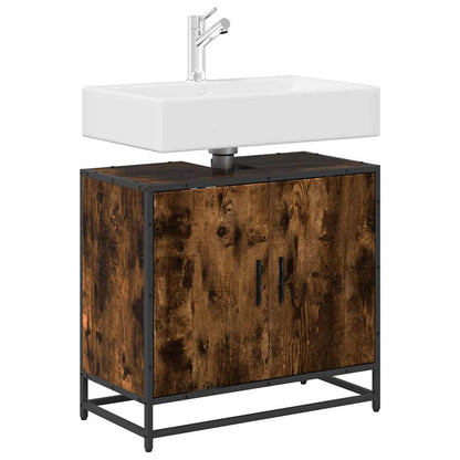 vidaXL Waschbeckenunterschrank Räuchereiche 65x33x60 cm Holzwerkstoff