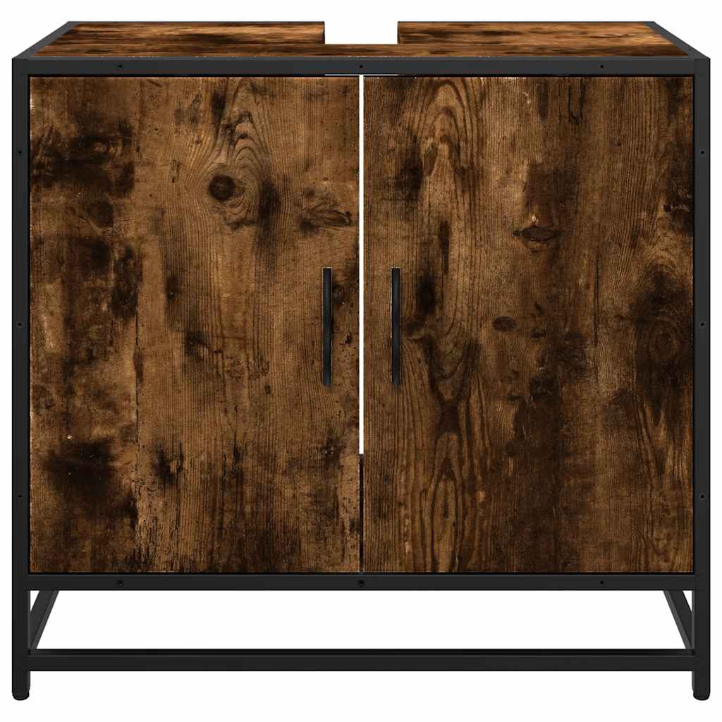 vidaXL Waschbeckenunterschrank Räuchereiche 65x33x60 cm Holzwerkstoff