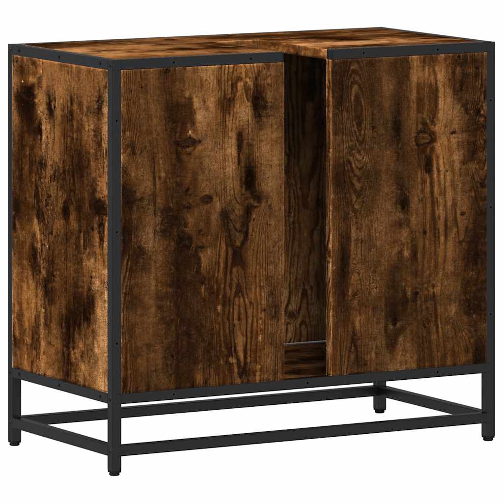 vidaXL Waschbeckenunterschrank Räuchereiche 65x33x60 cm Holzwerkstoff