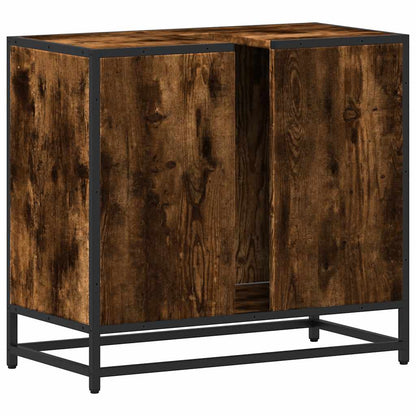 vidaXL Waschbeckenunterschrank Räuchereiche 65x33x60 cm Holzwerkstoff