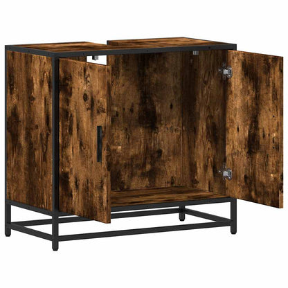 vidaXL Waschbeckenunterschrank Räuchereiche 65x33x60 cm Holzwerkstoff