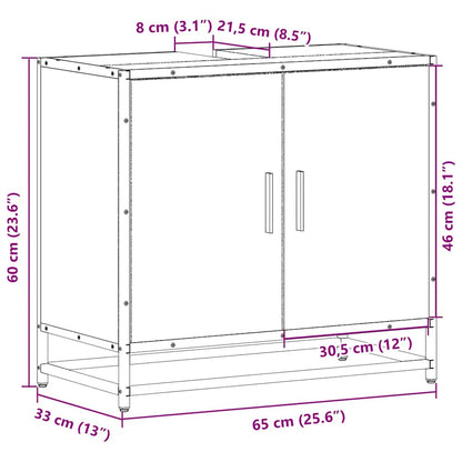 vidaXL Waschbeckenunterschrank Räuchereiche 65x33x60 cm Holzwerkstoff