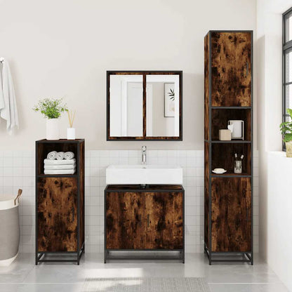 vidaXL Waschbeckenunterschrank Räuchereiche 65x33x60 cm Holzwerkstoff
