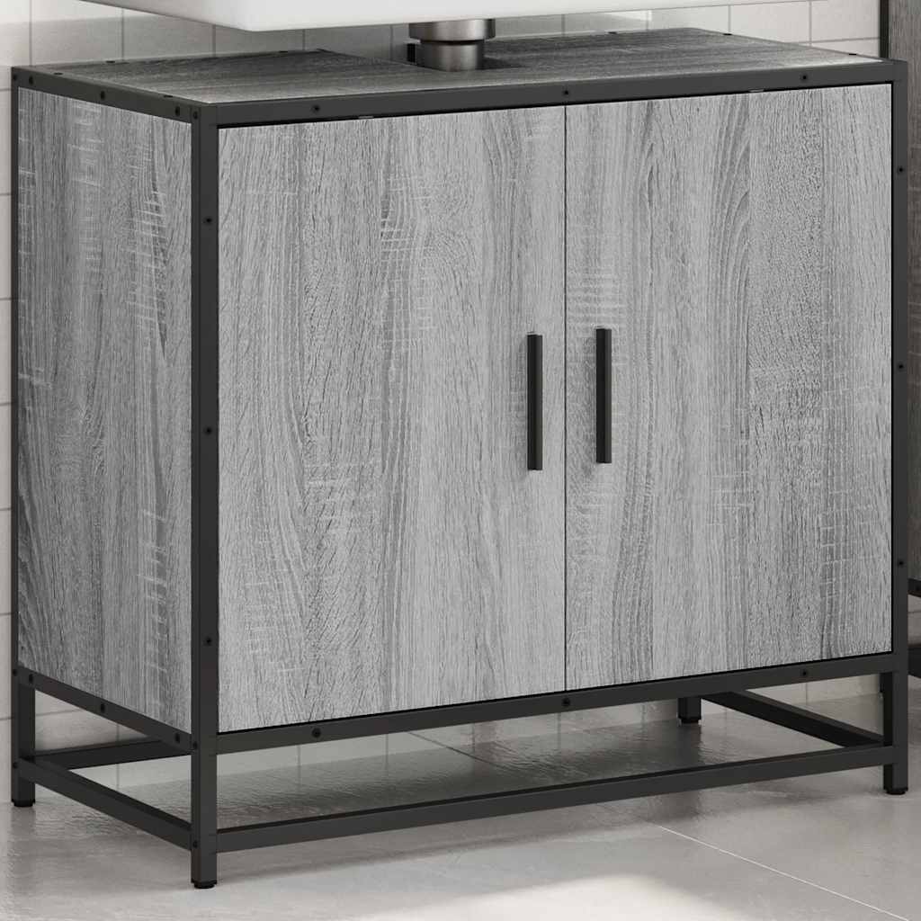 vidaXL Waschbeckenunterschrank Grau Sonoma 65x33x60 cm Holzwerkstoff
