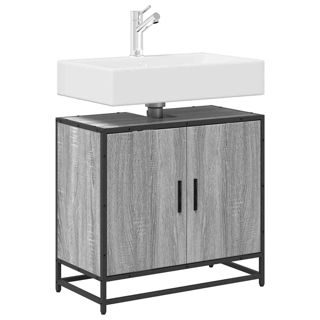 vidaXL Waschbeckenunterschrank Grau Sonoma 65x33x60 cm Holzwerkstoff