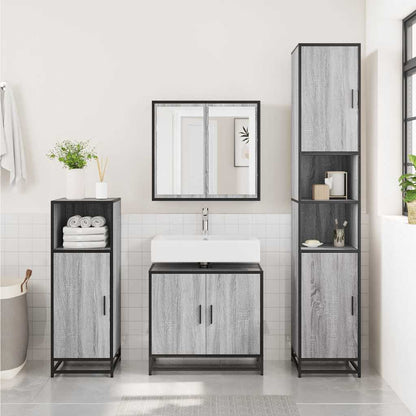 vidaXL Waschbeckenunterschrank Grau Sonoma 65x33x60 cm Holzwerkstoff