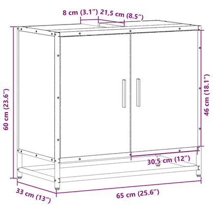 vidaXL Waschbeckenunterschrank Braun Eichen-Optik 65x33x60 cm