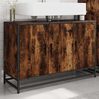 vidaXL Waschbeckenunterschrank Räuchereiche 90x33x60 cm Holzwerkstoff