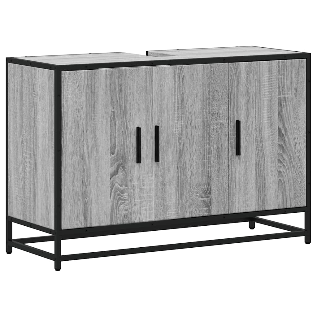 vidaXL Waschbeckenunterschrank Grau Sonoma 90x33x60 cm Holzwerkstoff