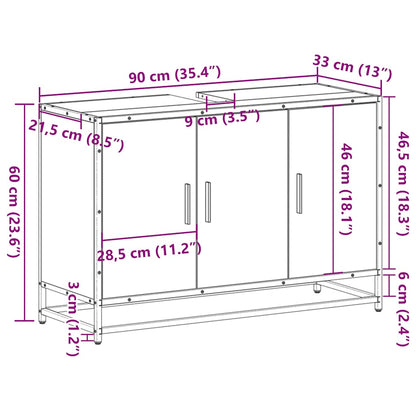 vidaXL Waschbeckenunterschrank Grau Sonoma 90x33x60 cm Holzwerkstoff