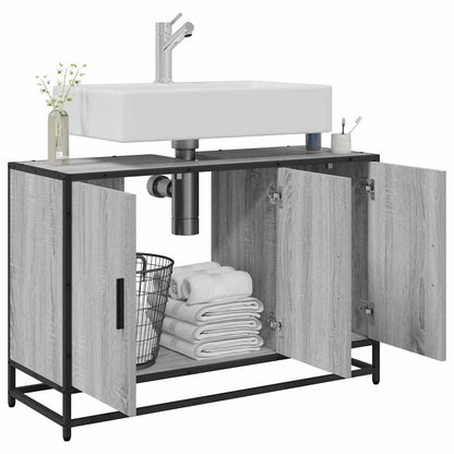 vidaXL Waschbeckenunterschrank Grau Sonoma 90x33x60 cm Holzwerkstoff