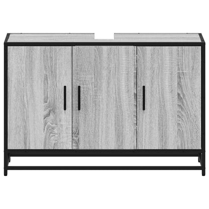 vidaXL Waschbeckenunterschrank Grau Sonoma 90x33x60 cm Holzwerkstoff