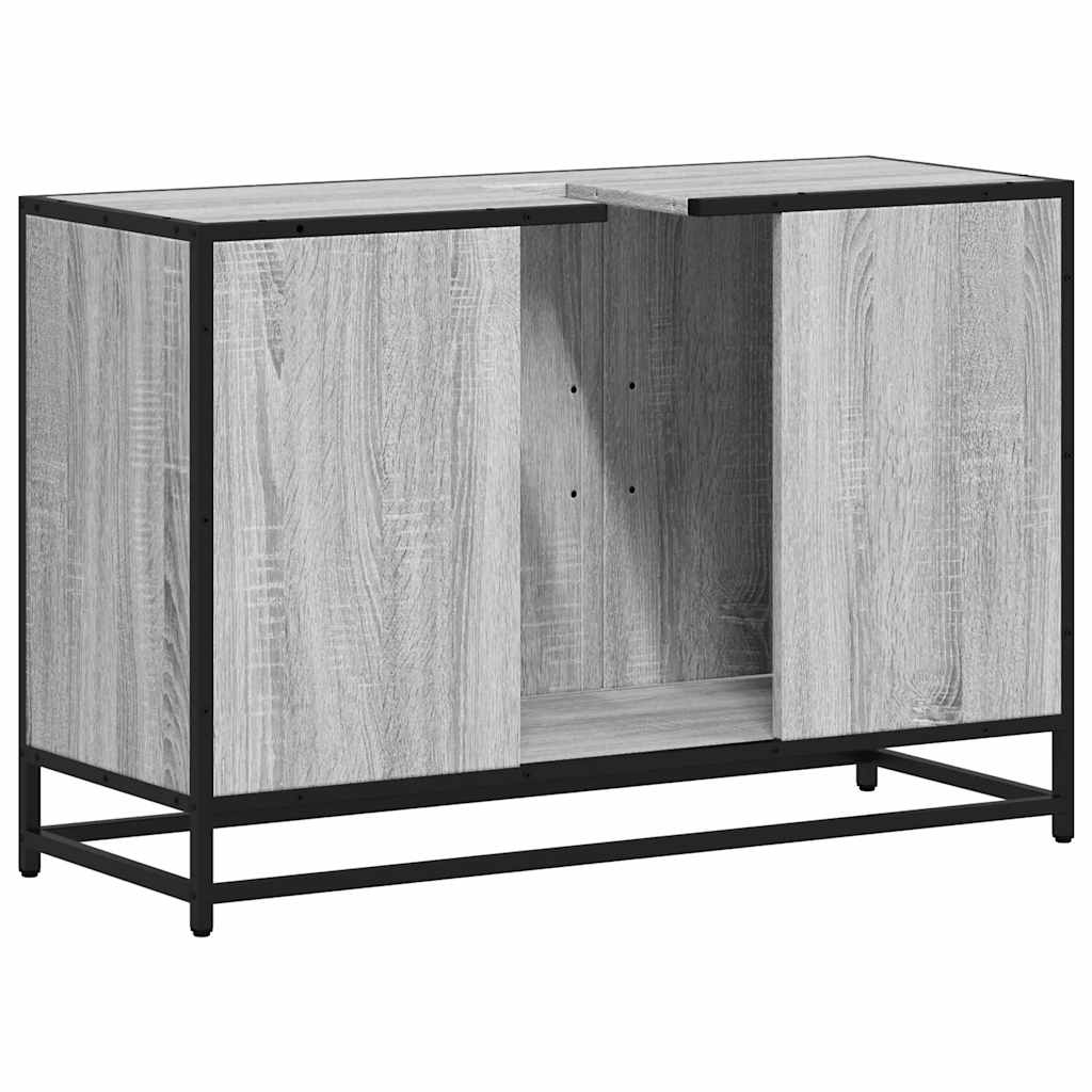 vidaXL Waschbeckenunterschrank Grau Sonoma 90x33x60 cm Holzwerkstoff