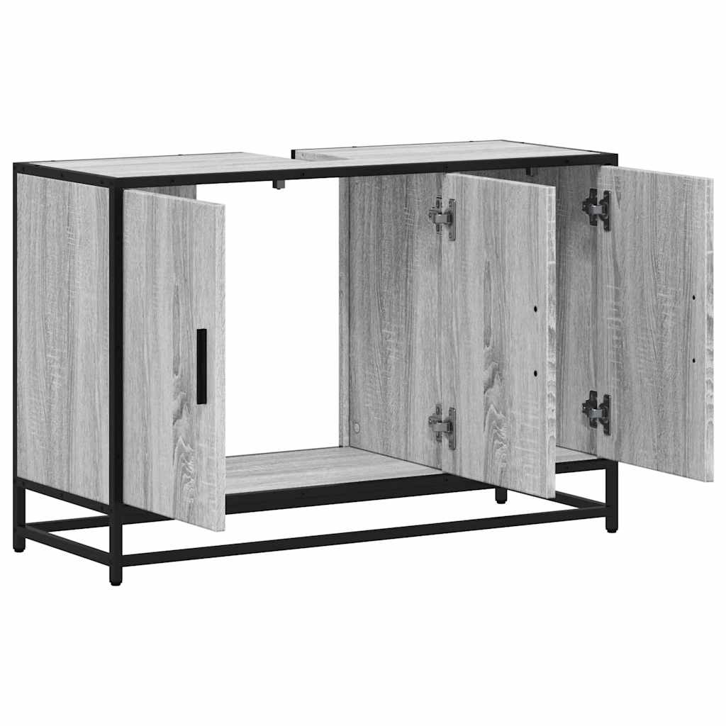 vidaXL Waschbeckenunterschrank Grau Sonoma 90x33x60 cm Holzwerkstoff
