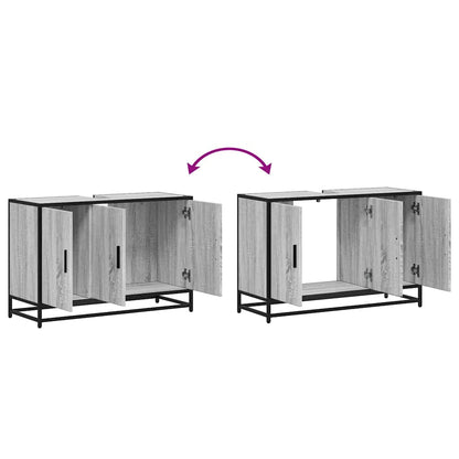 vidaXL Waschbeckenunterschrank Grau Sonoma 90x33x60 cm Holzwerkstoff
