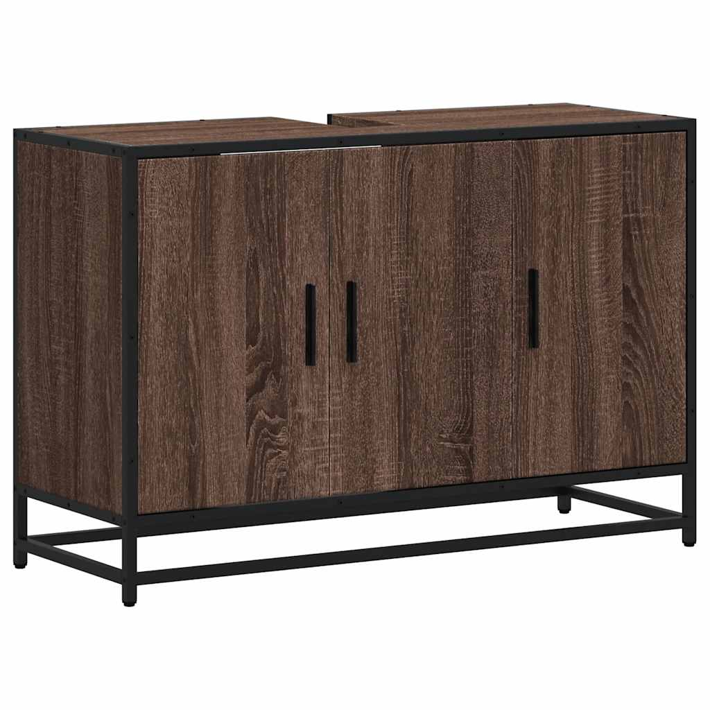 vidaXL Waschbeckenunterschrank Braun Eichen-Optik 90x33x60 cm