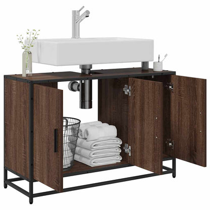vidaXL Waschbeckenunterschrank Braun Eichen-Optik 90x33x60 cm