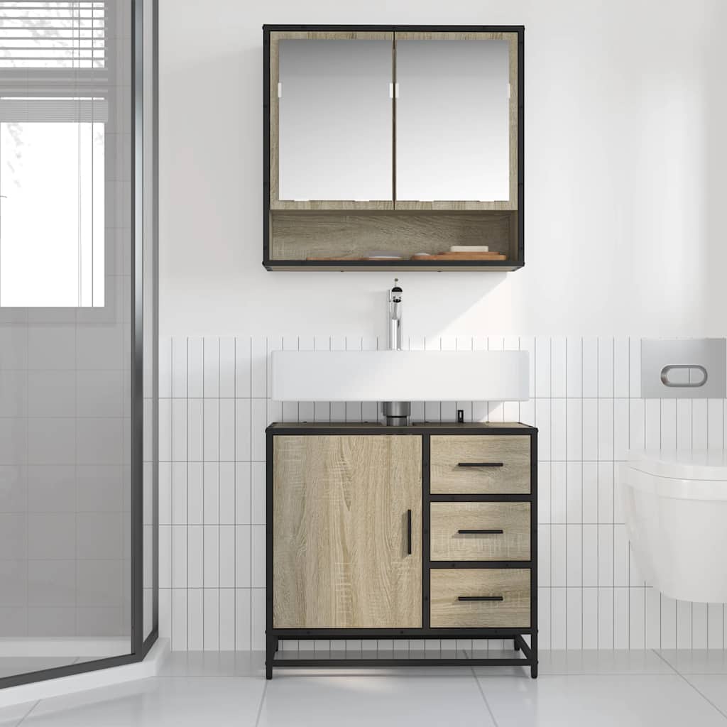 vidaXL Badschrank Sonoma-Eiche 65x33x60 cm Holzwerkstoff
