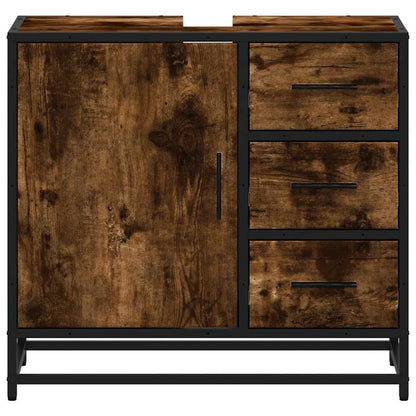 vidaXL Waschbeckenunterschrank Räuchereiche 65x33x60 cm Holzwerkstoff