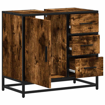 vidaXL Waschbeckenunterschrank Räuchereiche 65x33x60 cm Holzwerkstoff
