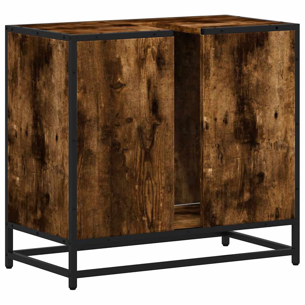 vidaXL Waschbeckenunterschrank Räuchereiche 65x33x60 cm Holzwerkstoff