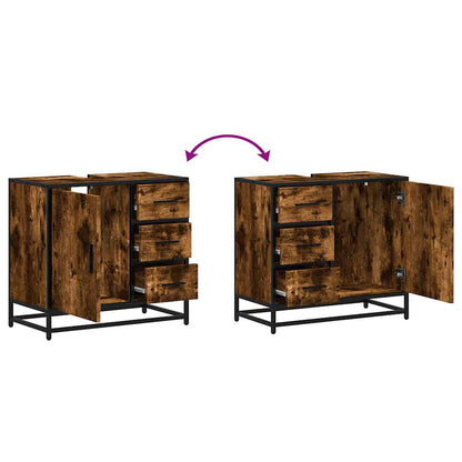 vidaXL Waschbeckenunterschrank Räuchereiche 65x33x60 cm Holzwerkstoff