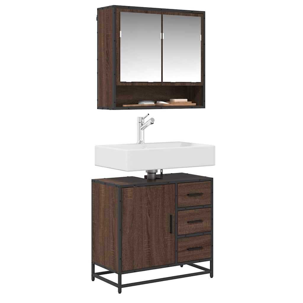 vidaXL Meuble sous-vasque marron aspect chêne 65x33x60 cm