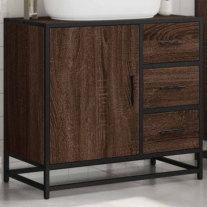 vidaXL Meuble sous-vasque marron aspect chêne 65x33x60 cm