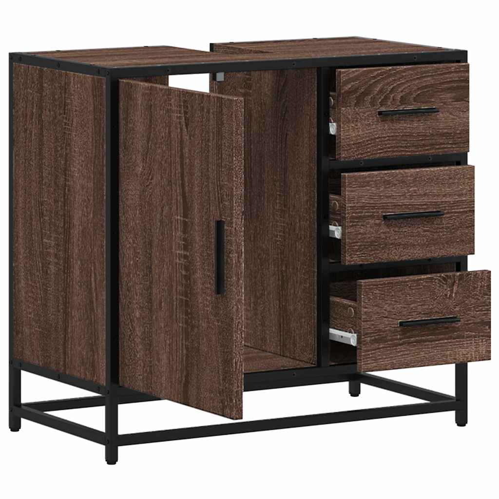 vidaXL Meuble sous-vasque marron aspect chêne 65x33x60 cm