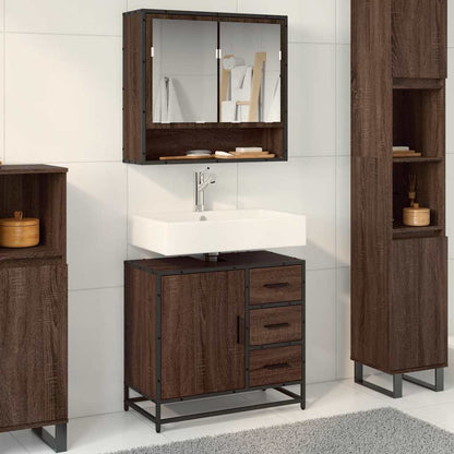 vidaXL Meuble sous-vasque marron aspect chêne 65x33x60 cm