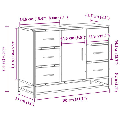 vidaXL Meuble sous-lavabo chêne Sonoma 80x33x60 cm Bois d'ingénierie