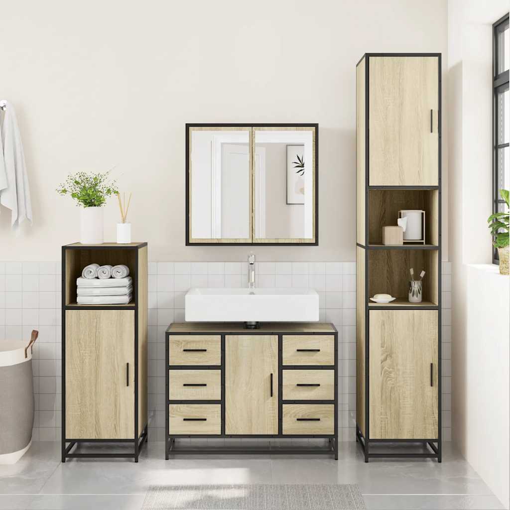 vidaXL Meuble sous-lavabo chêne Sonoma 80x33x60 cm Bois d'ingénierie