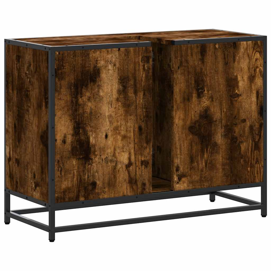vidaXL Waschbeckenunterschrank Räuchereiche 80x33x60 cm Holzwerkstoff