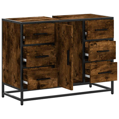 vidaXL Waschbeckenunterschrank Räuchereiche 80x33x60 cm Holzwerkstoff