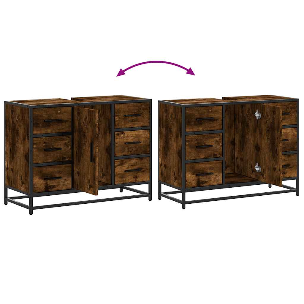vidaXL Waschbeckenunterschrank Räuchereiche 80x33x60 cm Holzwerkstoff