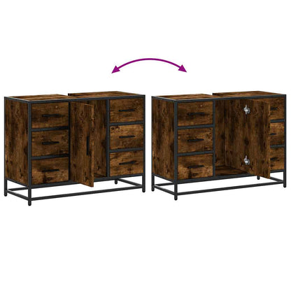 vidaXL Waschbeckenunterschrank Räuchereiche 80x33x60 cm Holzwerkstoff