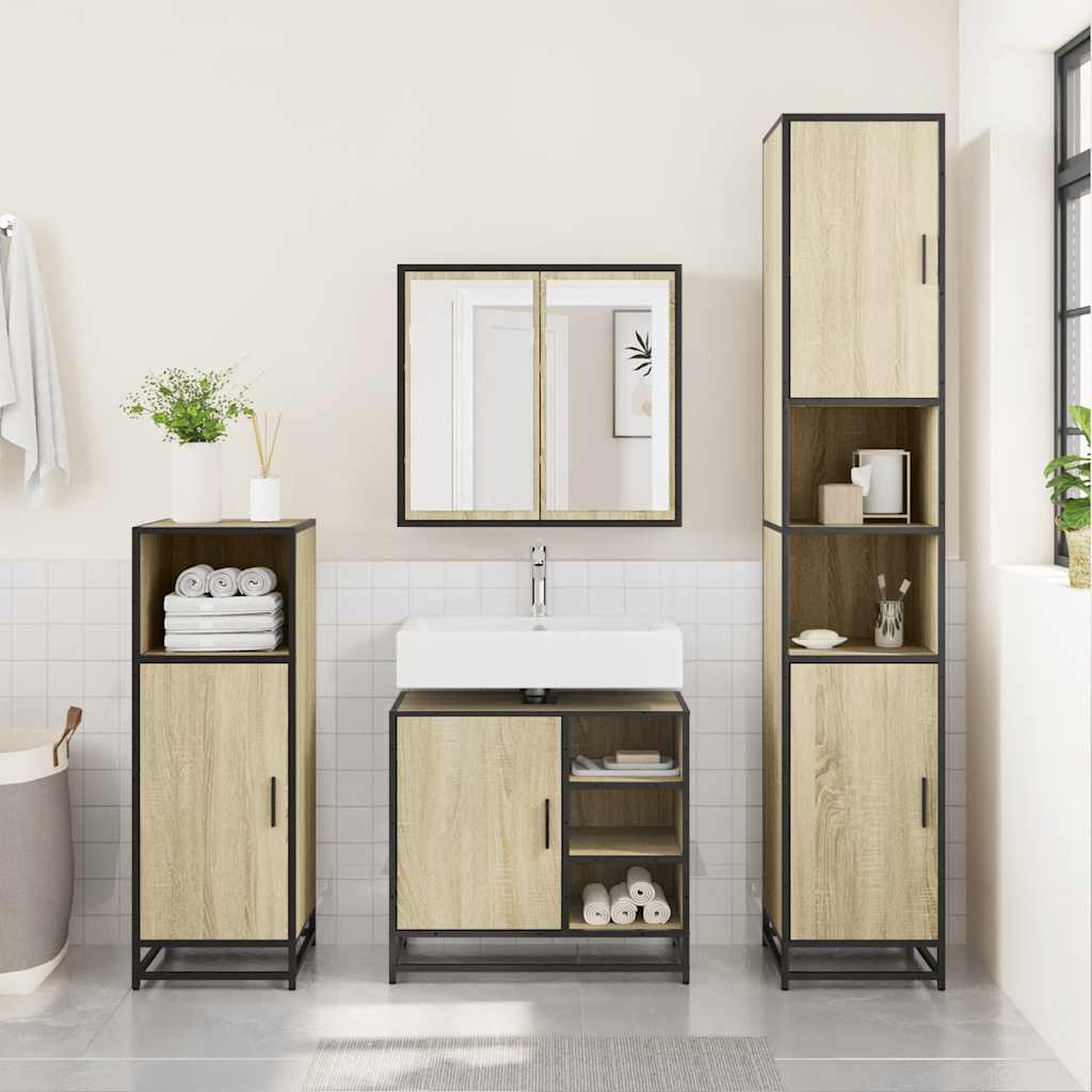 Badezimmer-Waschbeckenschrank Sonoma-Eiche 65 x 33 x 60 cm Holzwerkstoff