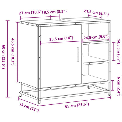 vidaXL Badezimmer-Waschbeckenschrank Sonoma-Eiche 65 x 33 x 60 cm Holzwerkstoff