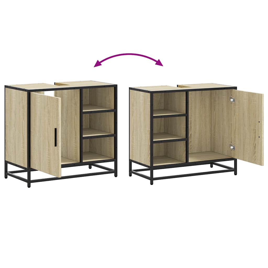 Badezimmer-Waschbeckenschrank Sonoma-Eiche 65 x 33 x 60 cm Holzwerkstoff