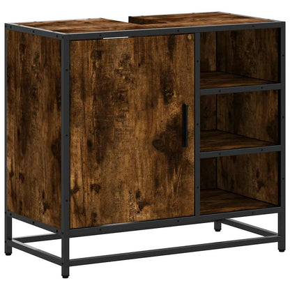 vidaXL Meuble sous-vasque chêne fumé 65x33x60 cm Bois d'ingénierie