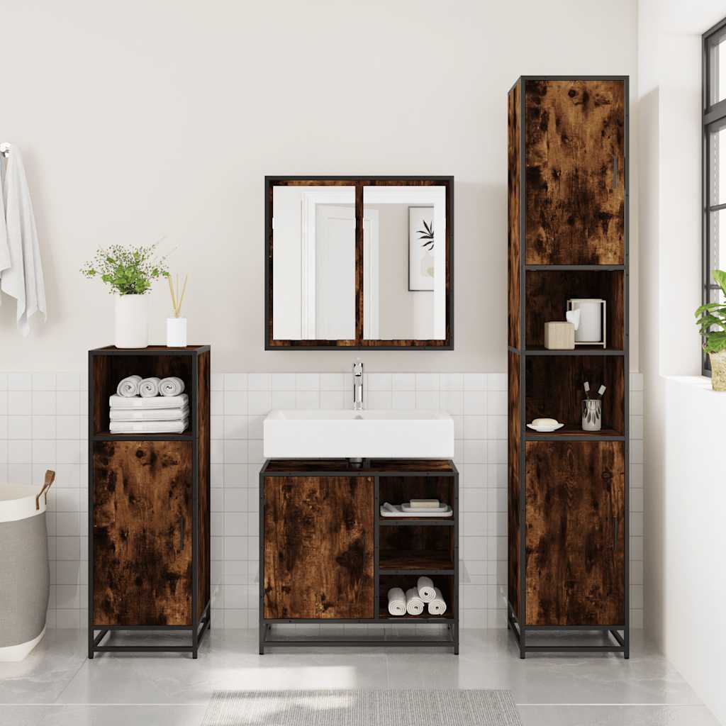 vidaXL Meuble sous-vasque chêne fumé 65x33x60 cm Bois d'ingénierie