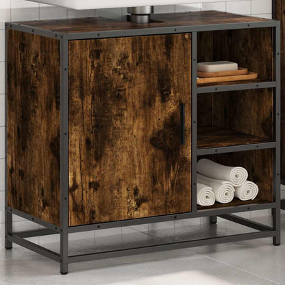 vidaXL Meuble sous-vasque chêne fumé 65x33x60 cm Bois d'ingénierie