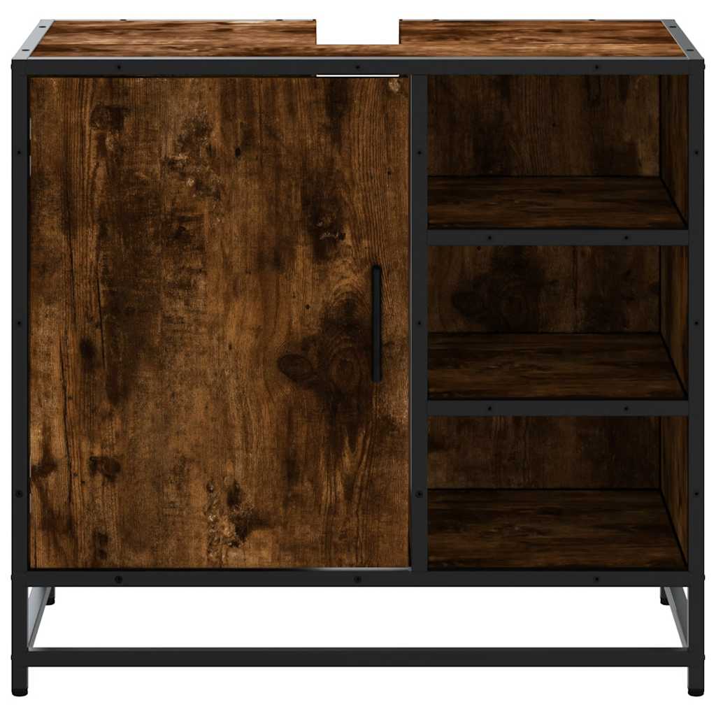 vidaXL Meuble sous-vasque chêne fumé 65x33x60 cm Bois d'ingénierie