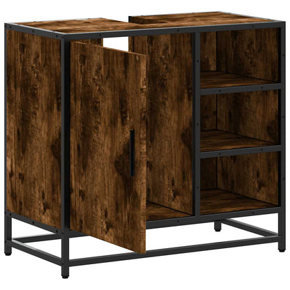 vidaXL Meuble sous-vasque chêne fumé 65x33x60 cm Bois d'ingénierie