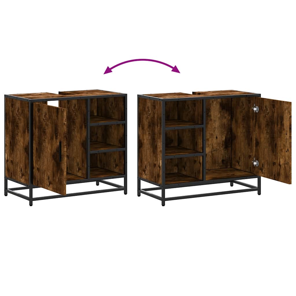 vidaXL Meuble sous-vasque chêne fumé 65x33x60 cm Bois d'ingénierie