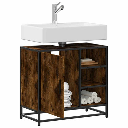 vidaXL Meuble sous-vasque chêne fumé 65x33x60 cm Bois d'ingénierie