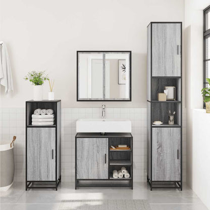 vidaXL Waschbeckenunterschrank Grau Sonoma 65x33x60 cm Holzwerkstoff