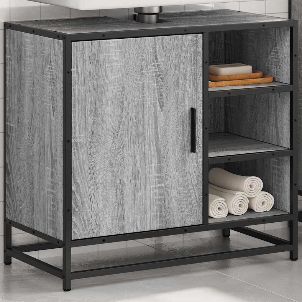 vidaXL Waschbeckenunterschrank Grau Sonoma 65x33x60 cm Holzwerkstoff