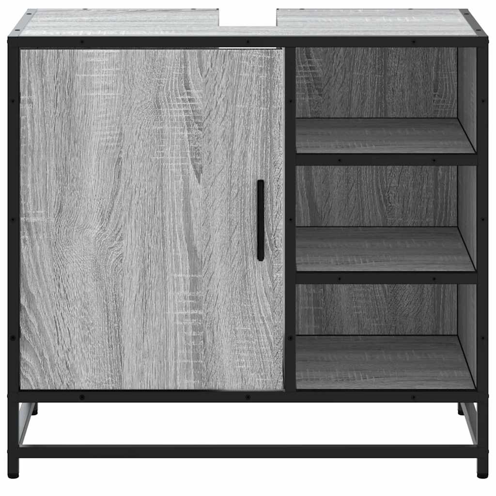 vidaXL Waschbeckenunterschrank Grau Sonoma 65x33x60 cm Holzwerkstoff