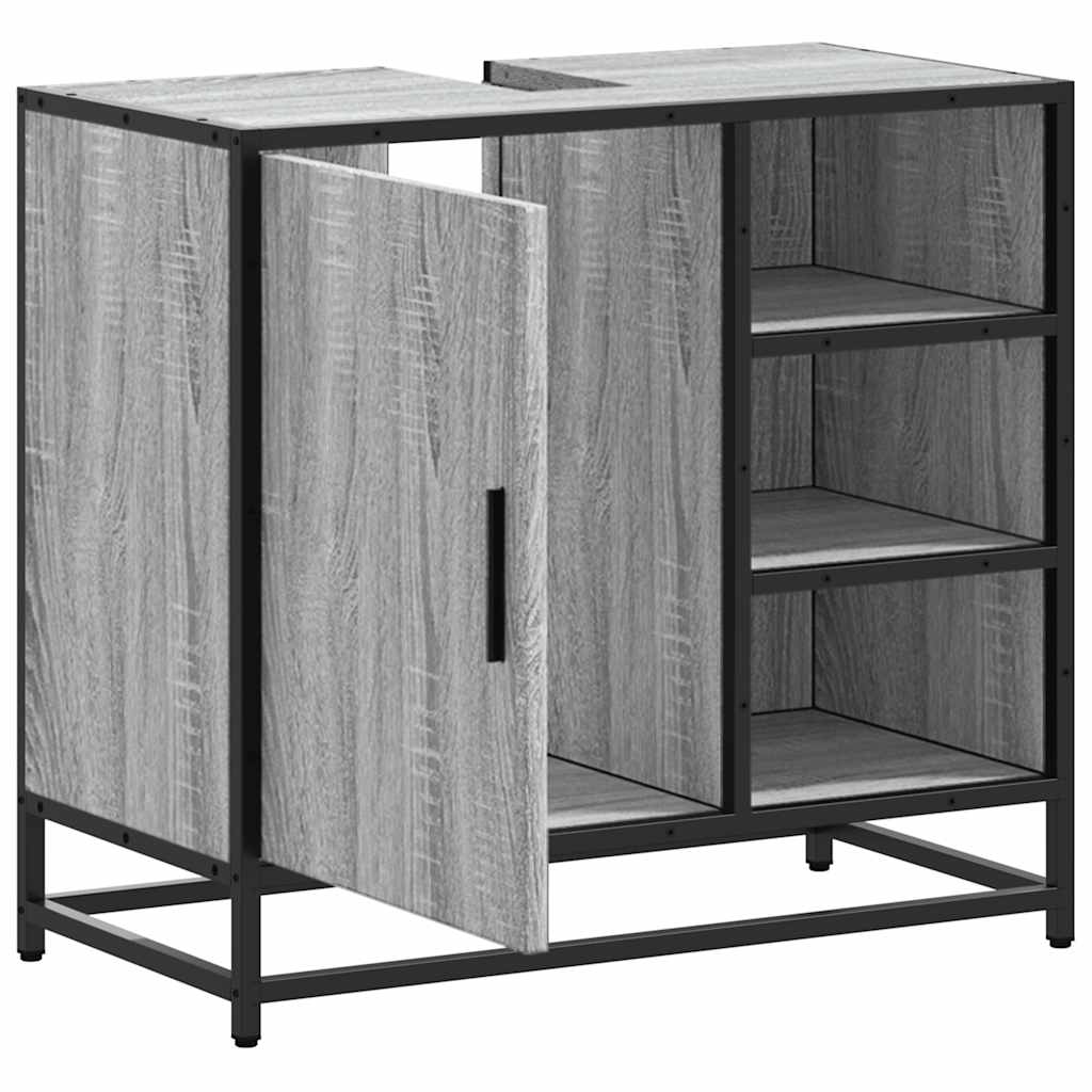 vidaXL Waschbeckenunterschrank Grau Sonoma 65x33x60 cm Holzwerkstoff
